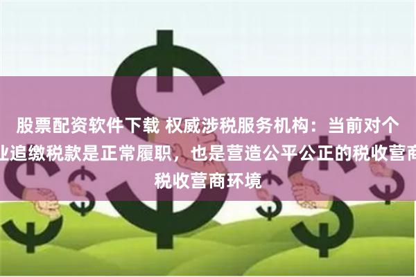 股票配资软件下载 权威涉税服务机构：当前对个别企业追缴税款是正常履职，也是营造公平公正的税收营商环境