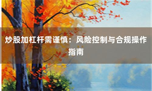 炒股加杠杆需谨慎：风险控制与合规操作指南